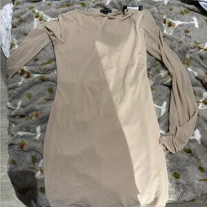 Zara Long Sleeve Beige Dress